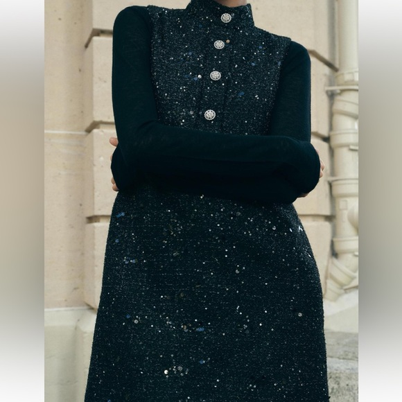 ZARA STRUCTURED SEQUINED MINI DRESS - Picture 4 of 8